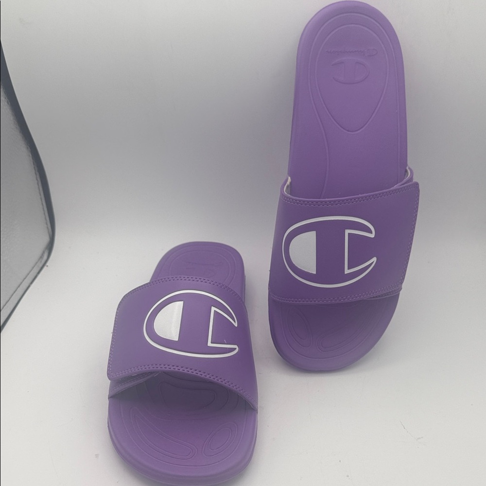 Champion Purple Slide Sandals with White Logo Accent